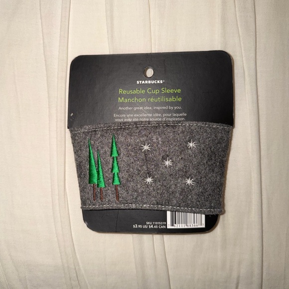 Starbucks Gray Felt Cup Sleeve with Christmas design - Picture 3 of 3